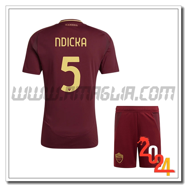 Kit Maglia AS Roma Bambino NDICKA #5 Prima 2024 2025