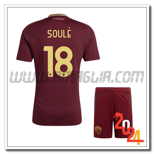 Kit Maglia AS Roma Bambino SOULÉ #18 Prima 2024 2025