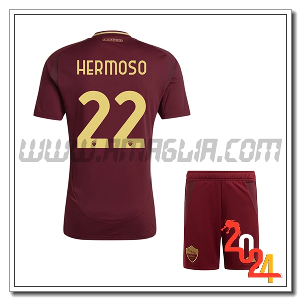 Kit Maglia AS Roma Bambino HERMOSO #22 Prima 2024 2025