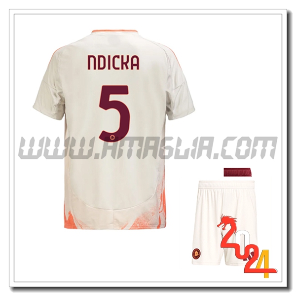 Kit Maglia AS Roma Bambino NDICKA #5 Seconda 2024 2025