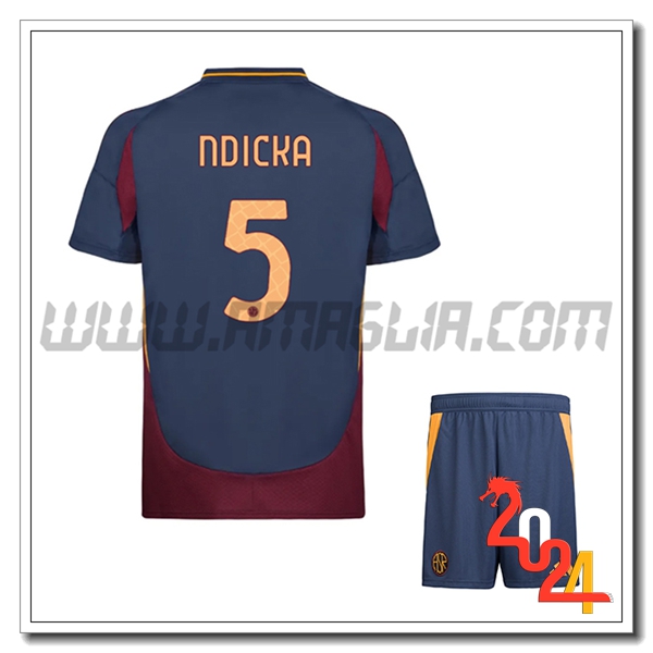 Kit Maglia AS Roma Bambino NDICKA #5 Terzo 2024 2025