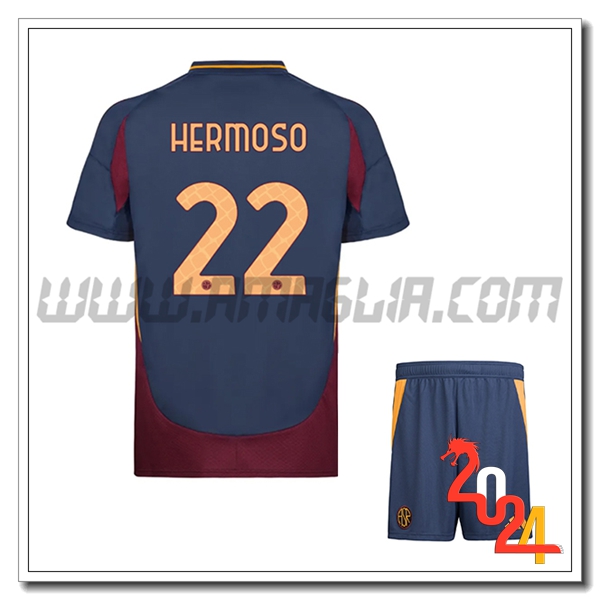 Kit Maglia AS Roma Bambino HERMOSO #22 Terzo 2024 2025