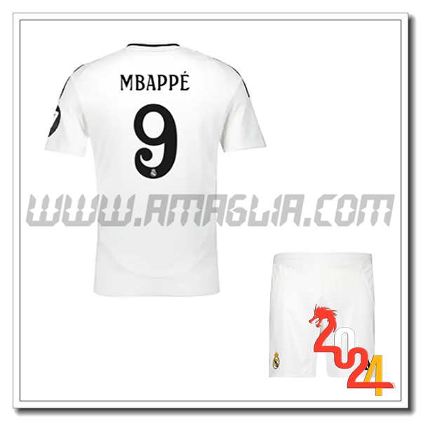 Kit Maglia Real Madrid Bambino Mbappé #9 Prima 2024 2025