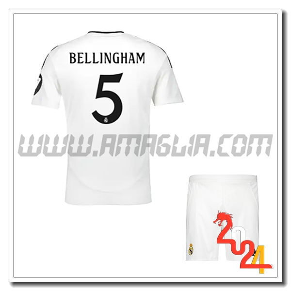 Kit Maglia Real Madrid Bambino BELLINGHAM #5 Prima 2024 2025