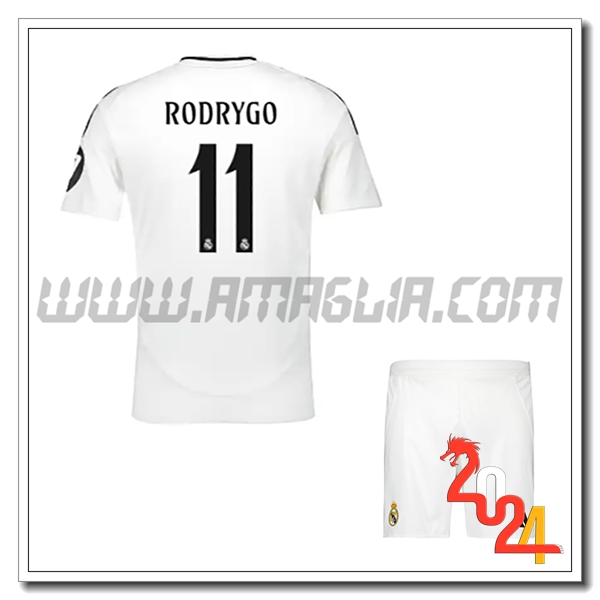 Kit Maglia Real Madrid Bambino RODRYGO #11 Prima 2024 2025