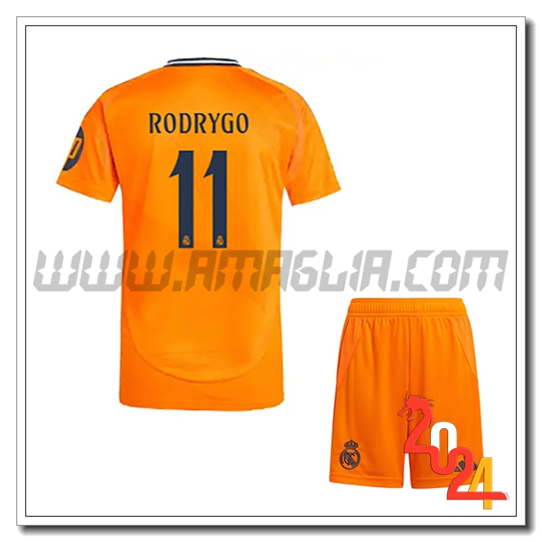 Kit Maglia Real Madrid Bambino RODRYGO #11 Seconda 2024 2025