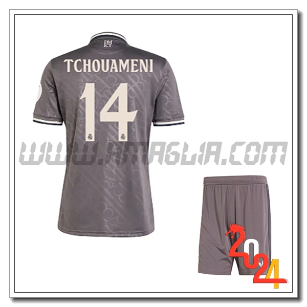 Kit Maglia Real Madrid Bambino TCHOUAMÉNI #14 Terzo 2024 2025