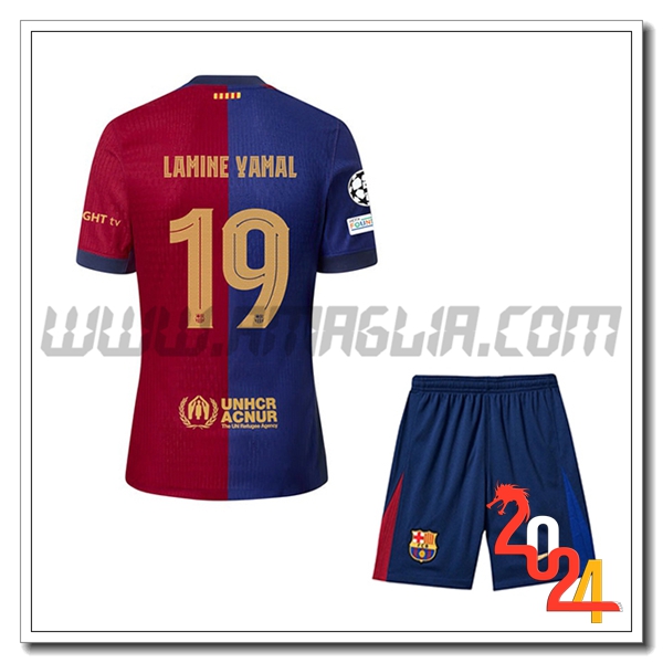 Kit Maglia FC Barcellona Bambino LAMINE YAMAL #19 Prima 2024 2025