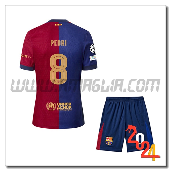 Kit Maglia FC Barcellona Bambino PEDRI #8 Prima 2024 2025