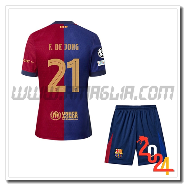 Kit Maglia FC Barcellona Bambino F.DE JONE #21 Prima 2024 2025