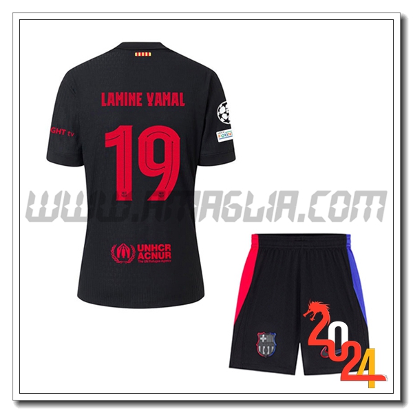 Kit Maglia FC Barcellona Bambino LAMINE YAMAL #19 Seconda 2024 2025