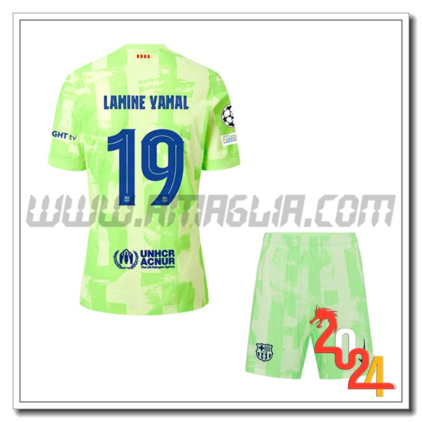 Kit Maglia FC Barcellona Bambino LAMINE YAMAL #19 Terzo 2024 2025