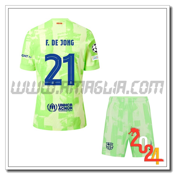 Kit Maglia FC Barcellona Bambino F.DE JONE #21 Terzo 2024 2025