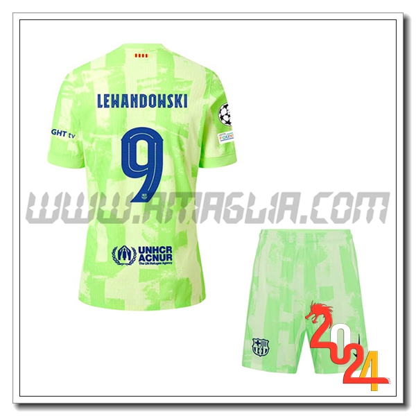 Kit Maglia FC Barcellona Bambino LEWANDOWSKI #9 Terzo 2024 2025