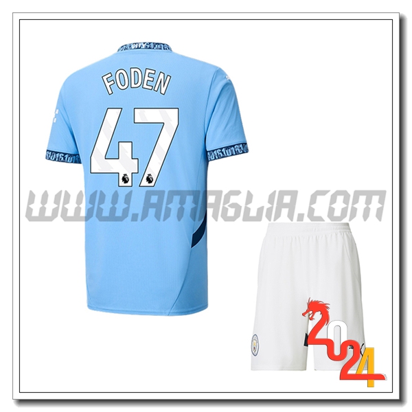 Kit Maglia Manchester City Bambino FODEN #47 Prima 2024 2025
