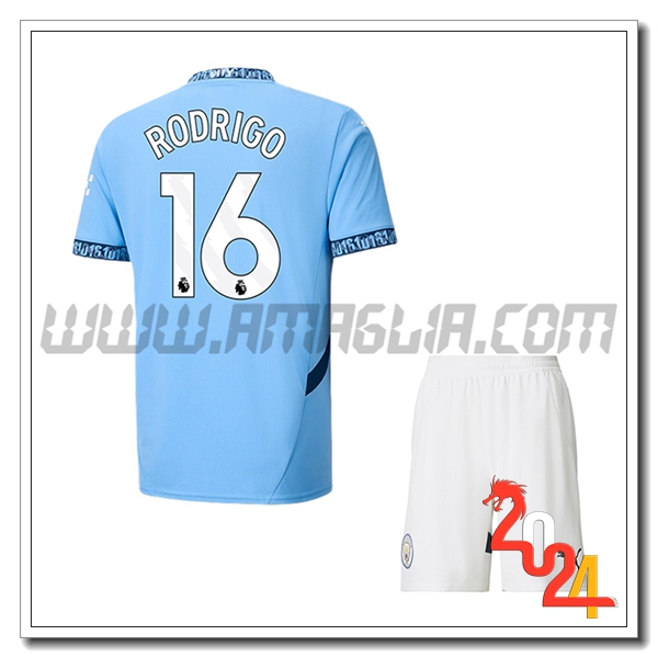 Kit Maglia Manchester City Bambino RODRIGO #16 Prima 2024 2025