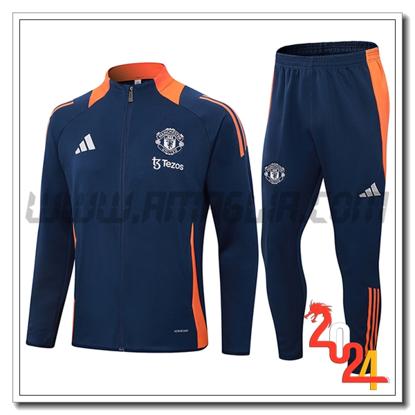 Tuta Allenamento Giacca Manchester United Blu/Arancia 2024 2025