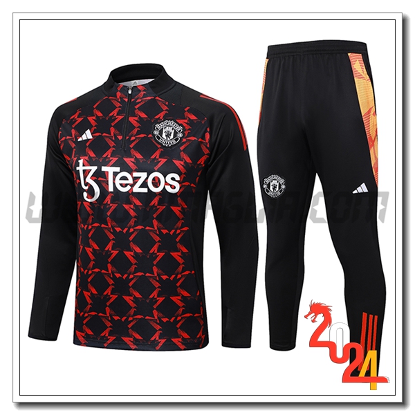 Tuta Allenamento Manchester United Nero/Rosso 2024 2025