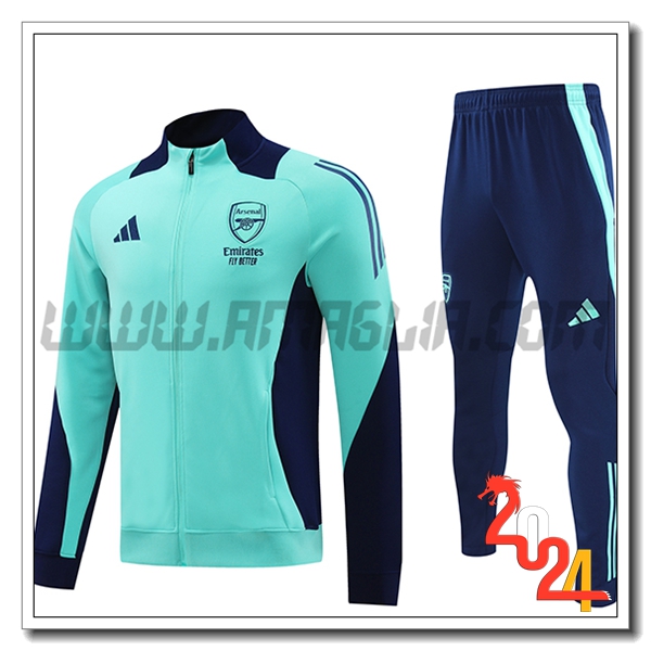 Tuta Giacca Allenamento Arsenal Verde/Blu 2024 2025