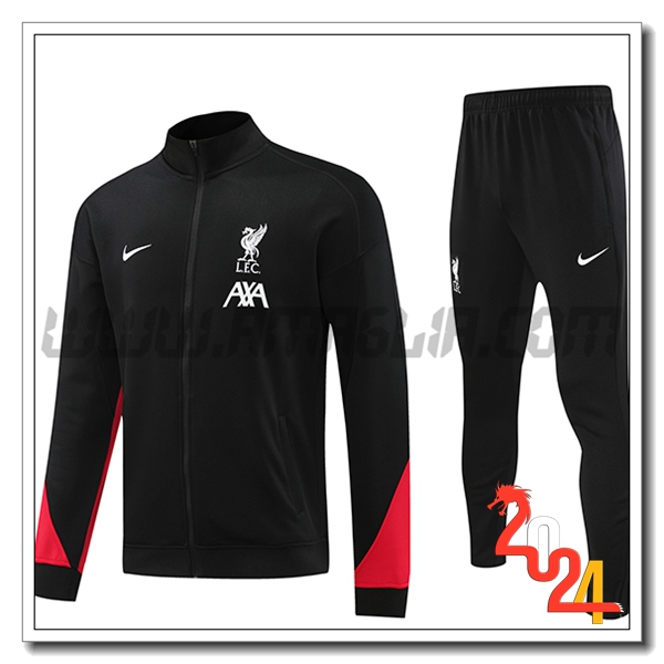 Giacca Con Cappuccio Tuta FC Liverpool Nero/Rosso 2024 2025