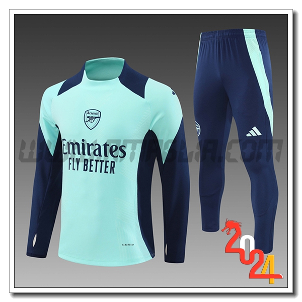 Tuta Allenamento Arsenal Bambino Verde/Blu 2024 2025