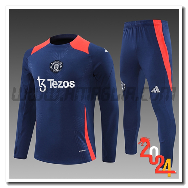 Tuta Allenamento Manchester United Bambino Blu/Arancia 2024 2025 -04