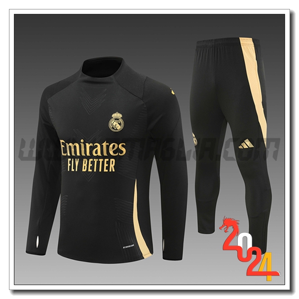 Tuta Allenamento Real Madrid Bambino Nero/Giallo 2024 2025 -03