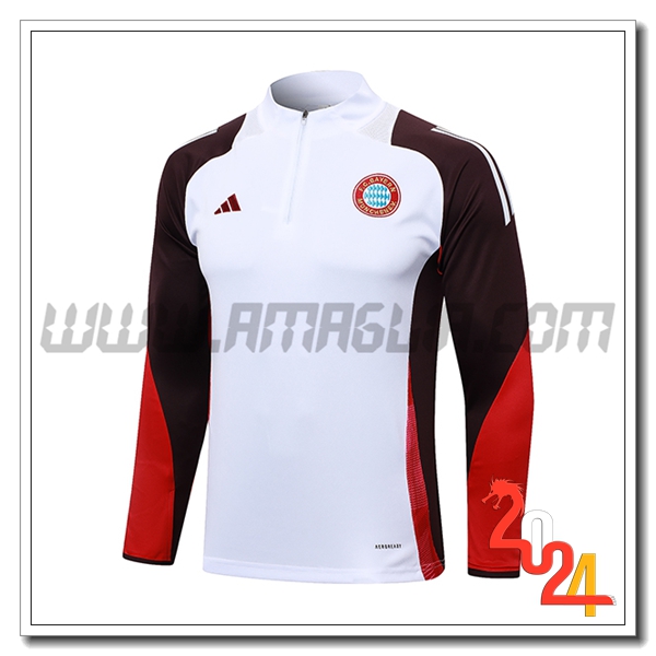Felpa Allenamento Bayern Monaco Bianco/Rosso 2024 2025