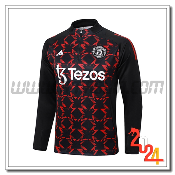 Felpa Allenamento Manchester United Nero/Rosso 2024 2025