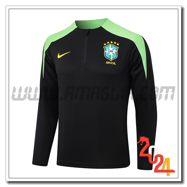 Felpa Allenamento Brasile Nero/Verde 2024 2025
