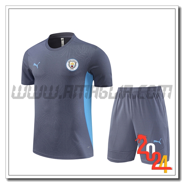 Kit Maglia Allenamento Manchester City Grigio/Blu 2024 2025