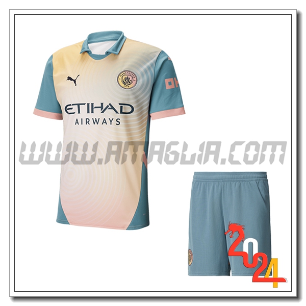Nuovo Kit Maglia Manchester City Bambino Quarta 2024 2025