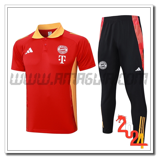 Kit Maglia Polo Bayern Monaco Rosso/Arancia 2024 2025