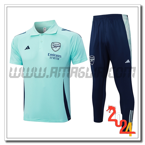 Kit Maglia Polo Arsenal Verde/Blu 2024 2025