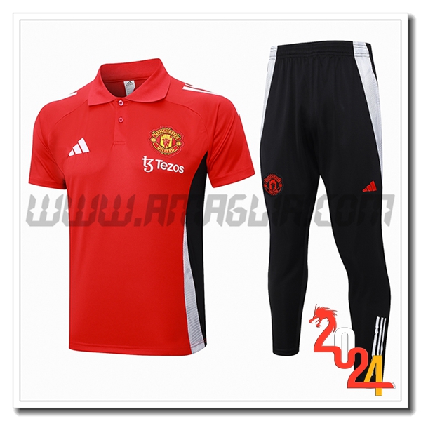 Kit Maglia Polo Manchester United Rosso/Nero/Bianco 2024 2025