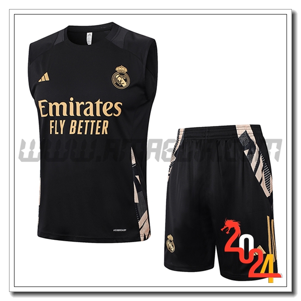 Kit Canotta Allenamento Real Madrid Nero/Giallo 2024 2025 -02