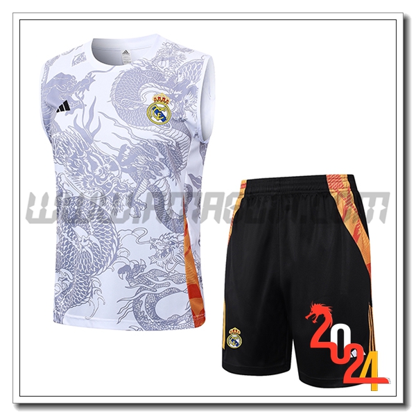 Kit Canotta Allenamento Real Madrid Bianco/Grigio 2024 2025
