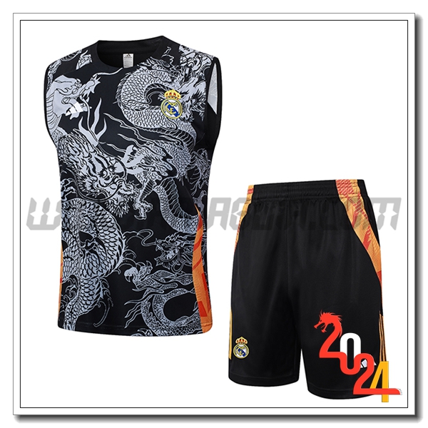 Kit Canotta Allenamento Real Madrid Grigio/Nero 2024 2025