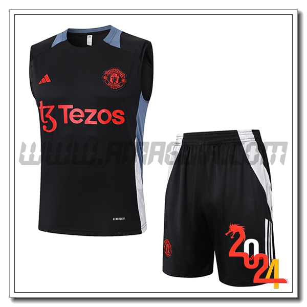 Kit Canotta Allenamento Manchester United Nero 2024 2025