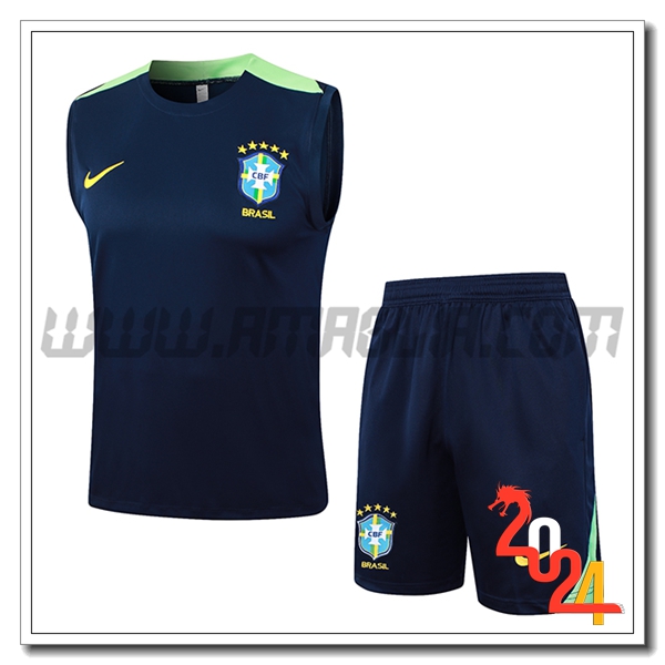 Kit Canotta Allenamento Brasile Blu/Verde 2024 2025 -02
