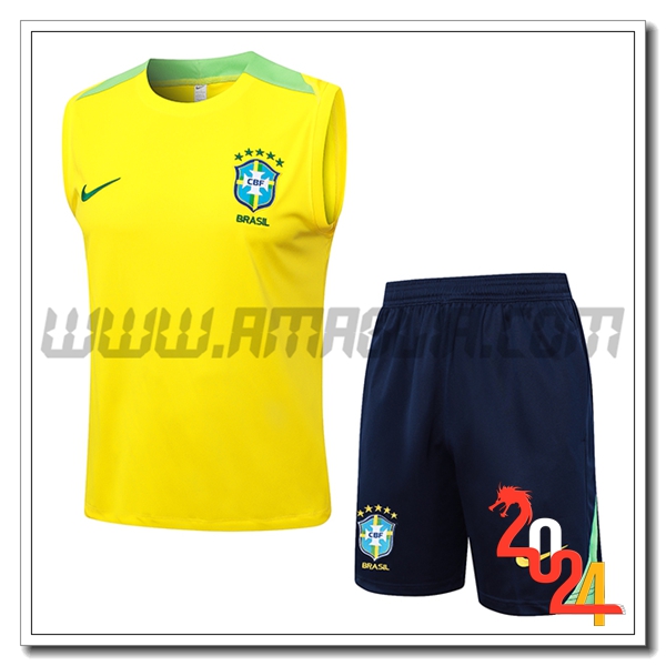 Kit Canotta Allenamento Brasile Giallo/Verde 2024 2025