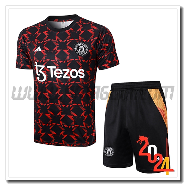 Kit Maglia Allenamento Manchester United Nero/Rosso 2024 2025 -02