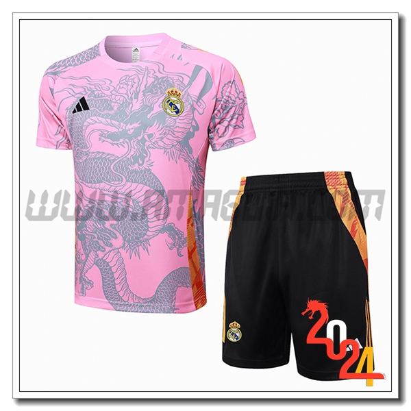 Kit Maglia Allenamento Real Madrid Rosa/Grigio 2024 2025