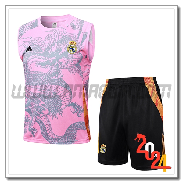 Kit Canotta Allenamento Real Madrid Rosa/Grigio 2024 2025