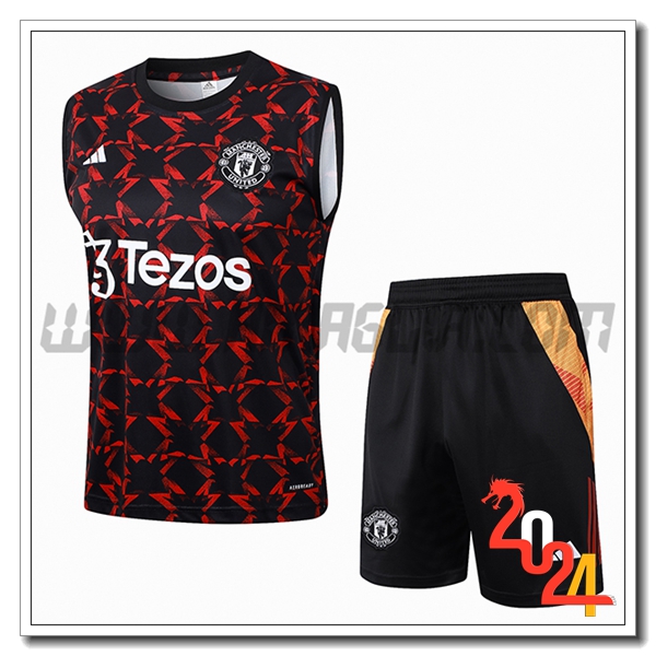 Kit Canotta Allenamento Manchester United Nero/Rosso 2024 2025