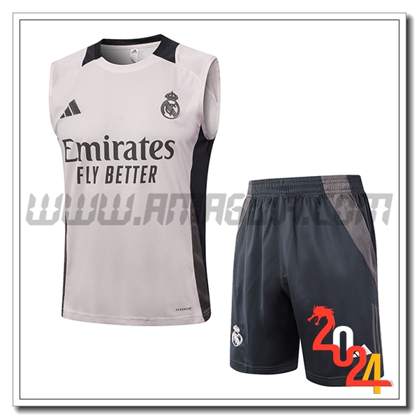 Kit Canotta Allenamento Real Madrid Rosa/Grigio 2024 2025 -02
