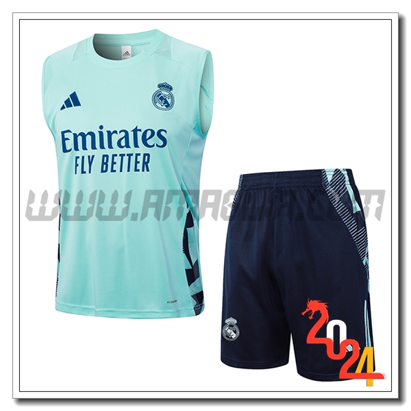 Kit Canotta Allenamento Real Madrid Verde/Blu 2024 2025