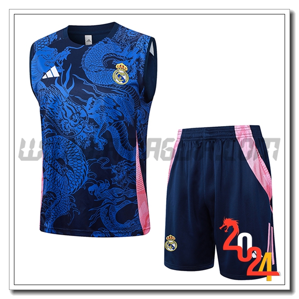 Kit Canotta Allenamento Real Madrid Blu/Rosa 2024 2025