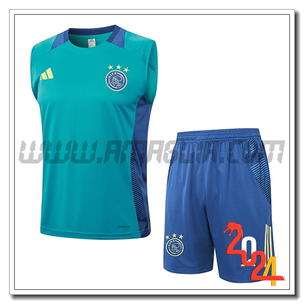 Kit Canotta Allenamento Ajax Verde/Blu 2024 2025