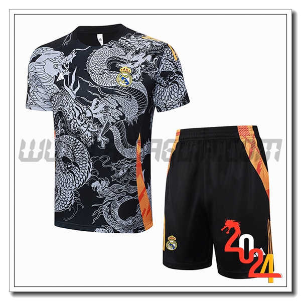 Kit Maglia Allenamento Real Madrid Nero/Grigio 2024 2025